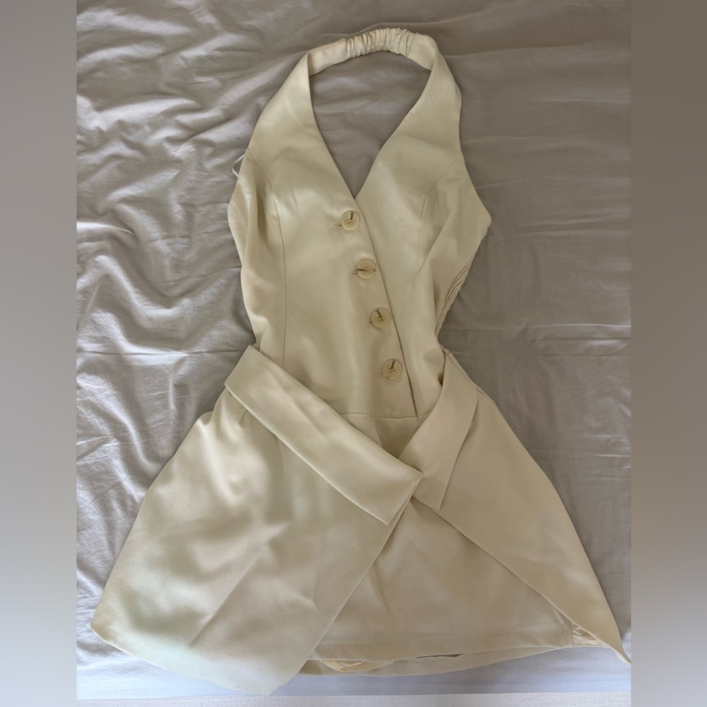 Princess Polly Cream Halter Jumpsuit